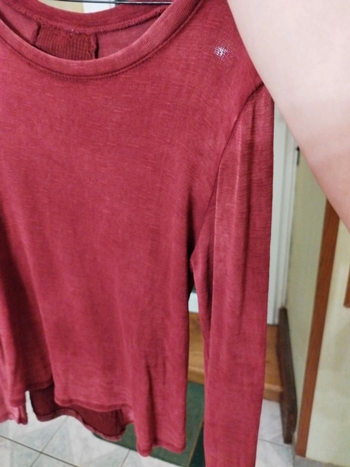 T-shirt top bordeaux sequin nœud dos y2k L/40 - photo numéro 12