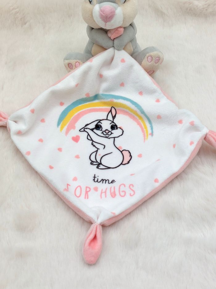 Disney Doudou peluche lapin Panpan Bambi time for hugs Simba toys blanc rose - photo numéro 2