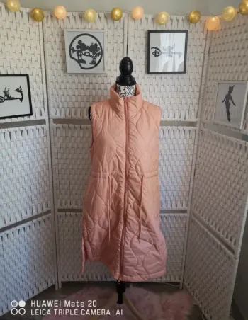💕Jolie Doudoune longue sans manches Rose  Rinascimento - femme Taille M/ 38 💕