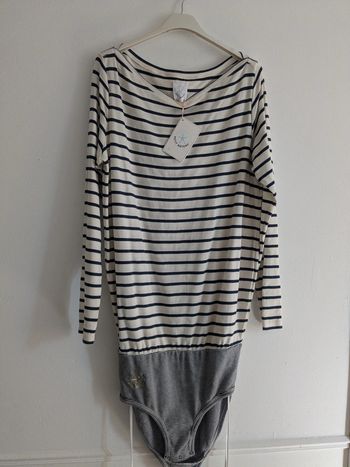 Body petit bateau bleu marine et blanc cassé L