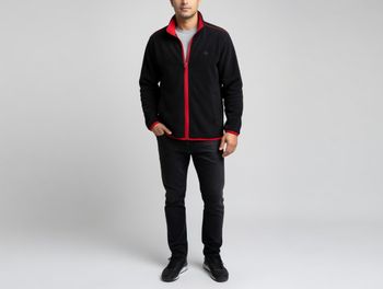blouson polaire noir et rouge L Kiko