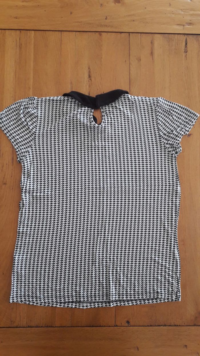 Haut noir et blanc à manches courtes avec col claudine, taille M, Pimkie - photo numéro 4