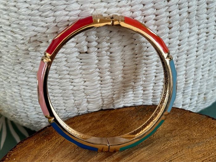 Jonc qui s’ouvre Mile  Mila acier inoxydable or résine multicolore - photo numéro 2