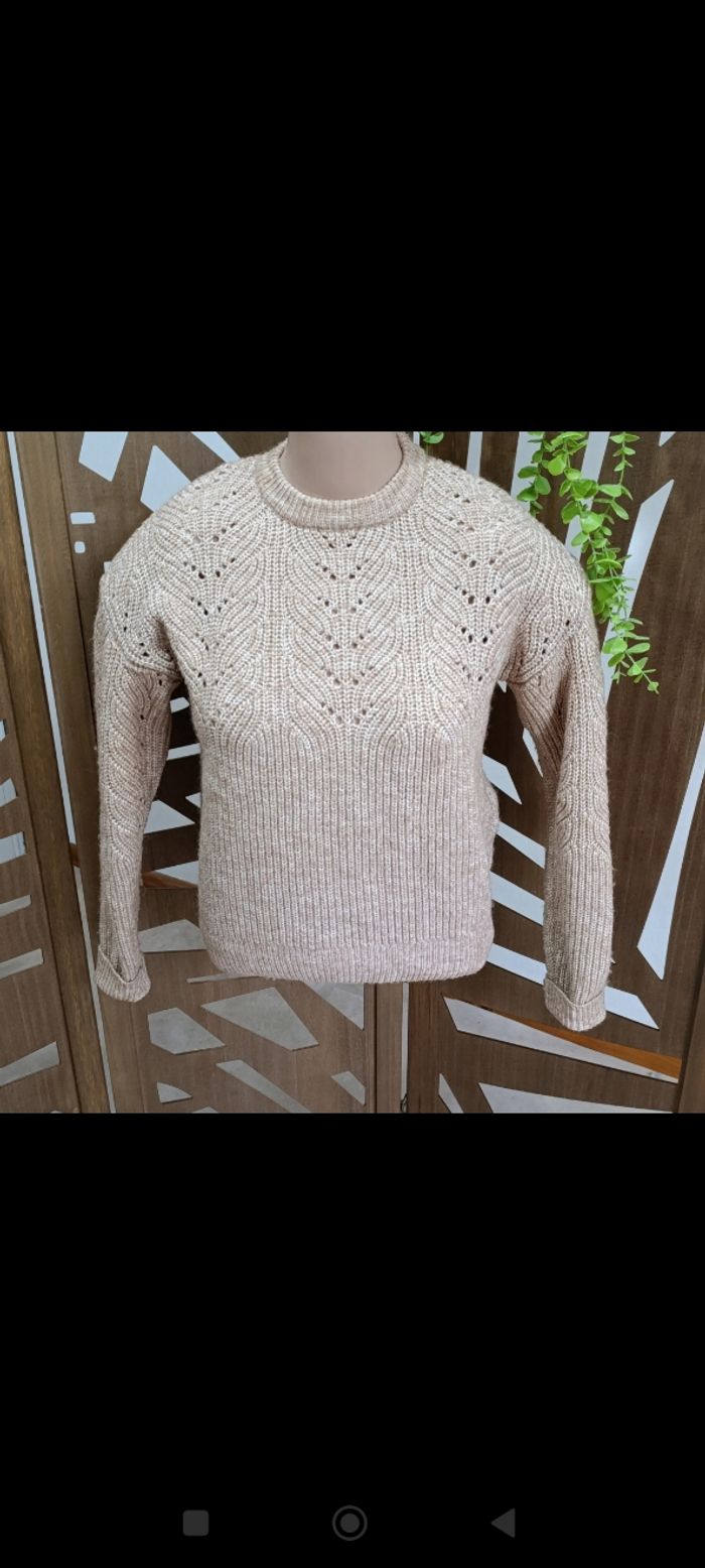 Pull Femme beige tricot taille S - Kiabi