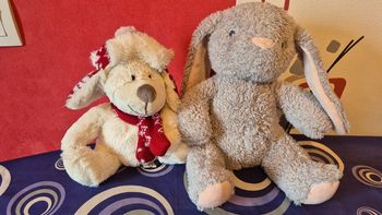 Lot 2 peluche ours et lapin