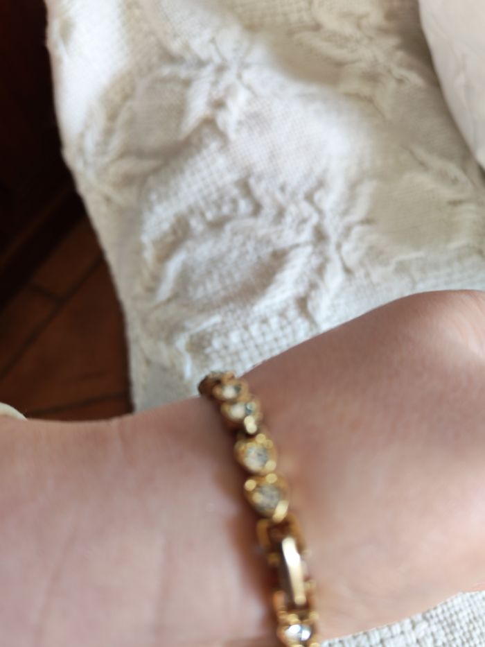 Bracelet doré cœurs aux strass vintage - photo numéro 8