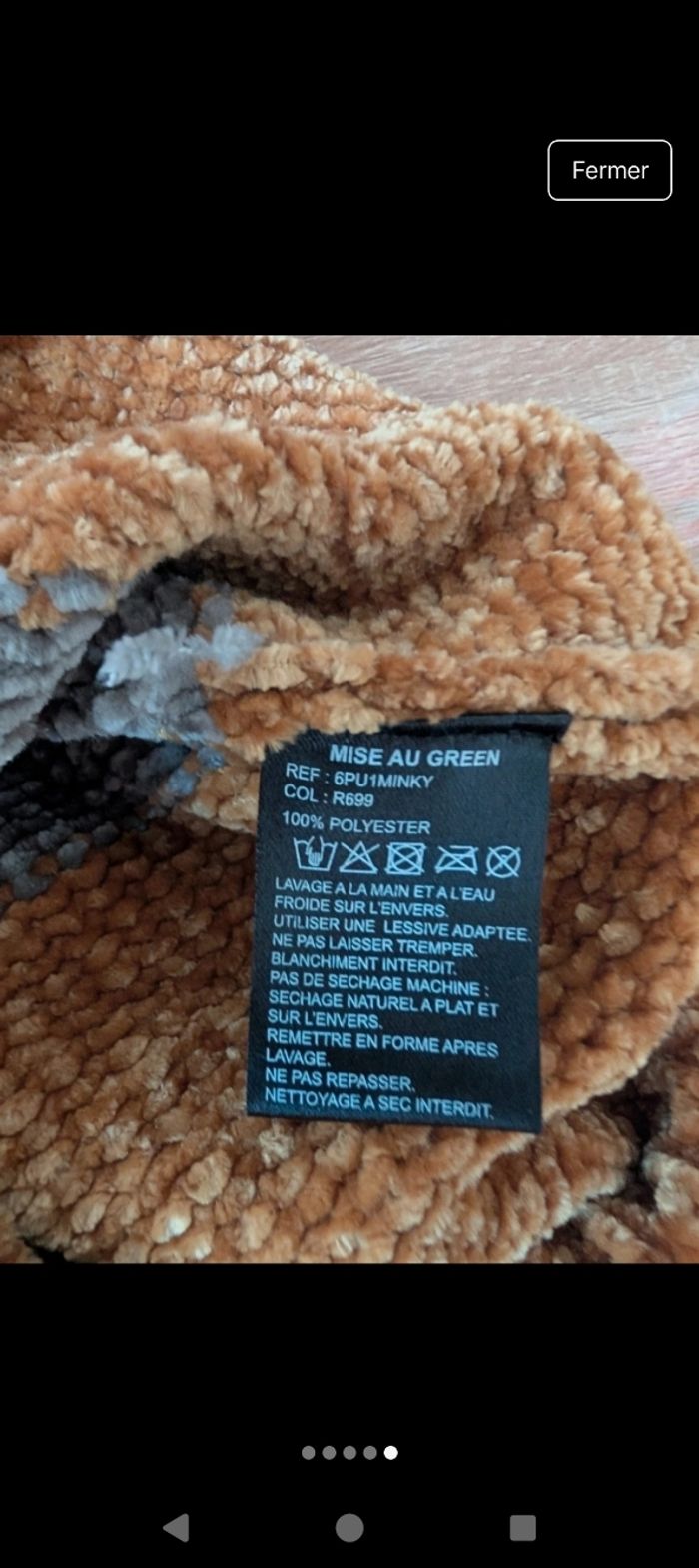 Superbe pull taille M en chenille rayé rose gris ocre mise au green en parfait état - photo numéro 5