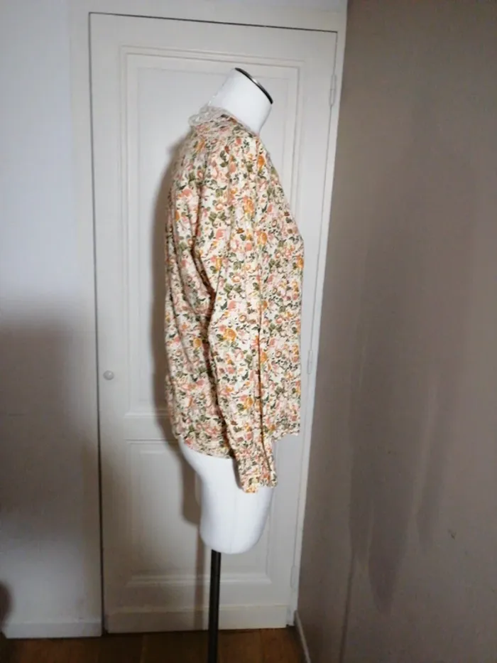 Haut à manches longues fleurie Vintage taille 38 - photo numéro 4