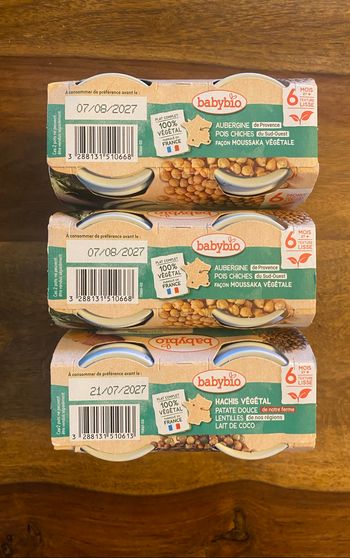Lot de 3 pots baby bio 6 moos texture lisse