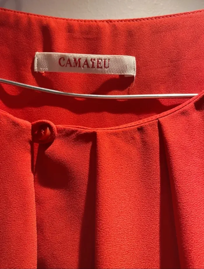 Blouse rouge satinée Camaïeu - Taille 38 - photo numéro 4