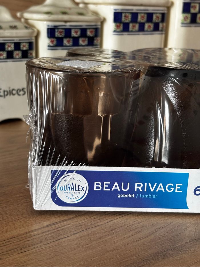 Lot de 6 verres Duralex Beau Rivage marrons neufs - photo numéro 2
