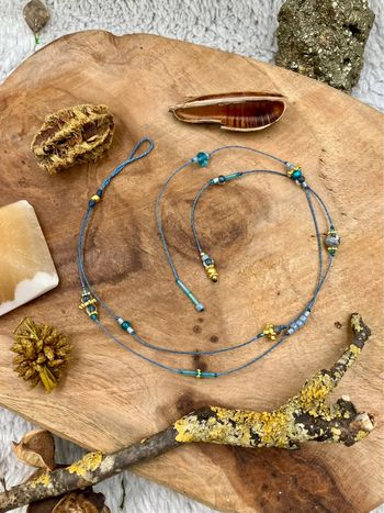 Bijou de cheveux, ateba, macramé pierre Apatite