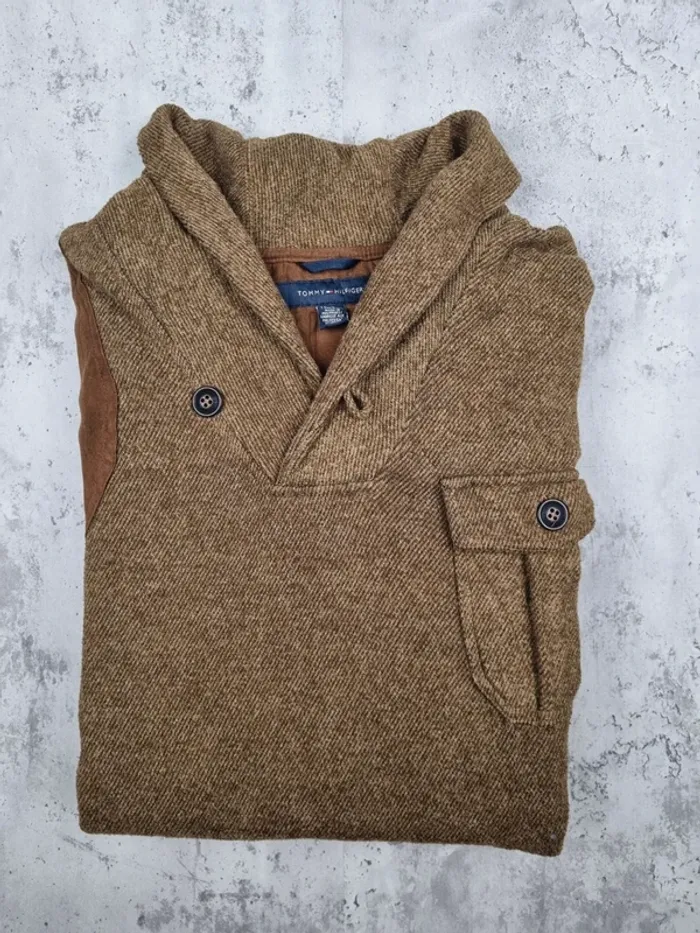 Pull col châle Tommy Hilfiger marron – Taille XXL Hommes (mesures en photos) - photo numéro 2