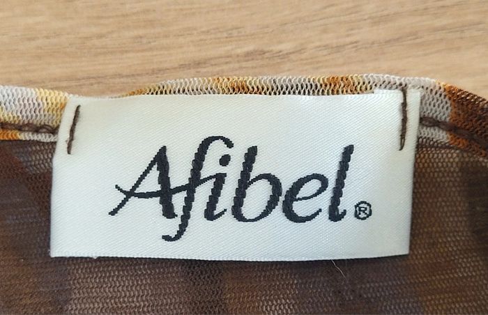 T-shirt blouse manches courtes à motifs marron bleu écru Afibel Taille 40 - photo numéro 9