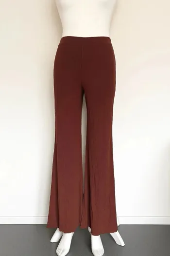 Pantalon jambe large marron taille 34-36