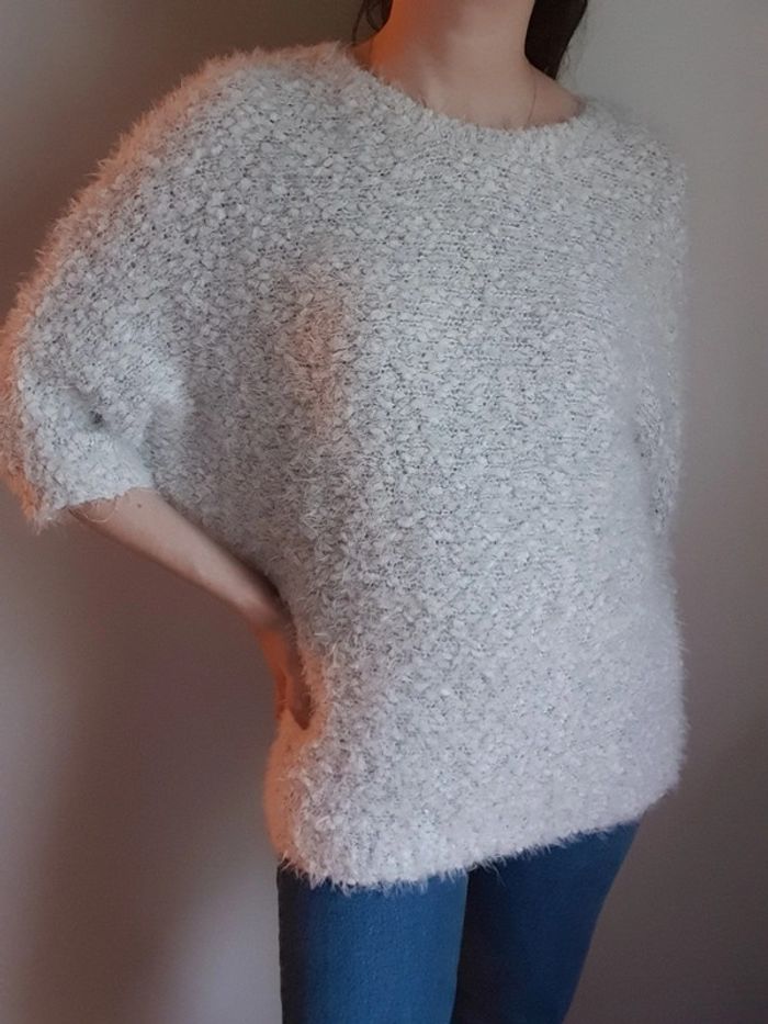 Pull tout doux blanc fil argenté Gémo S - photo numéro 5