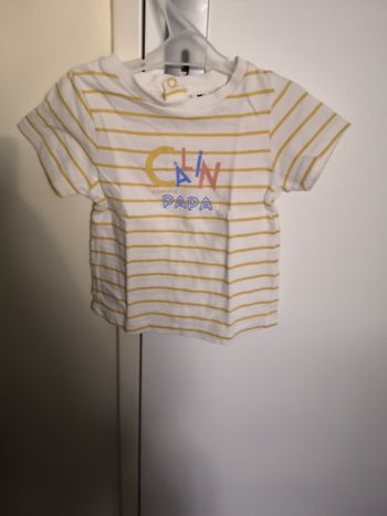 T-shirt rayé avec message Câlin comme papa 12 mois (74 cm) Tape à l'Oeil