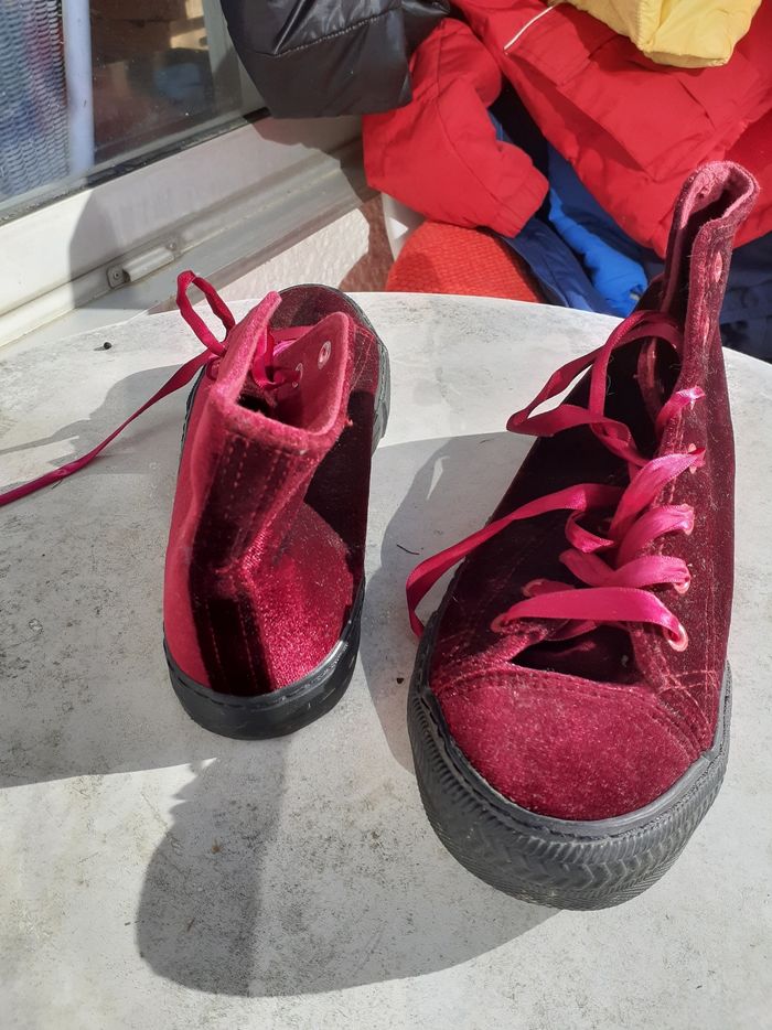 Baskets hiver velours bordeaux - photo numéro 4
