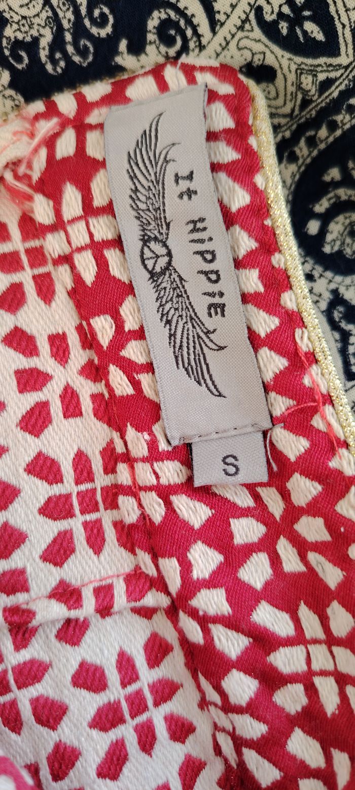 Jupe courte rouge jacquard motif géométrique – IT Hippie – Taille S - photo numéro 3