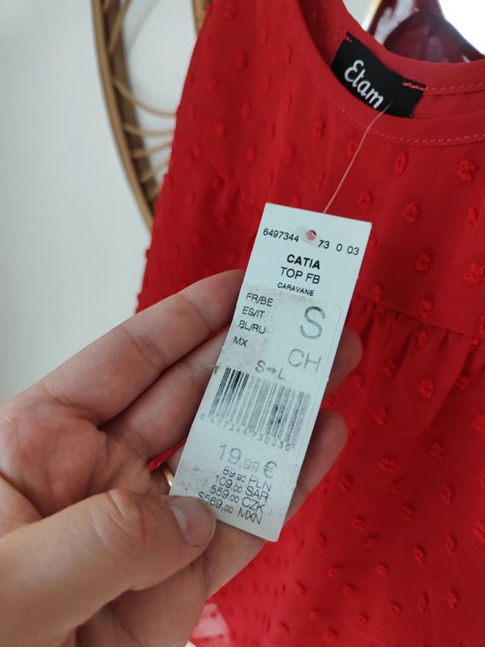 Etam top plumetis rouge - photo numéro 5
