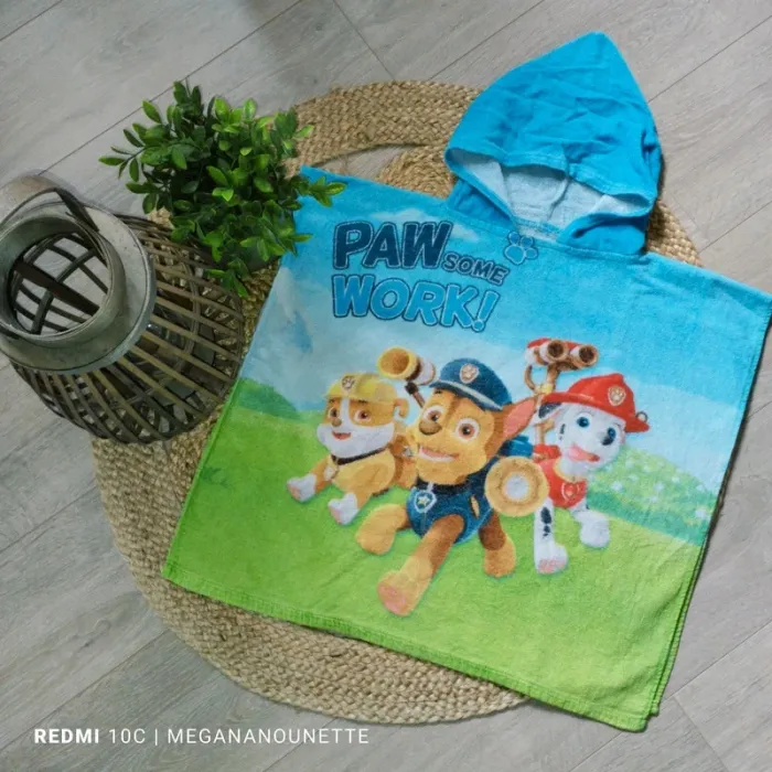 🛁 Cape de bain poncho Pat'Patrouille avec capuche – Enfant 🐾