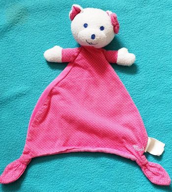 DOUDOU PLAT ROSE A POIS OURS - MUSTI