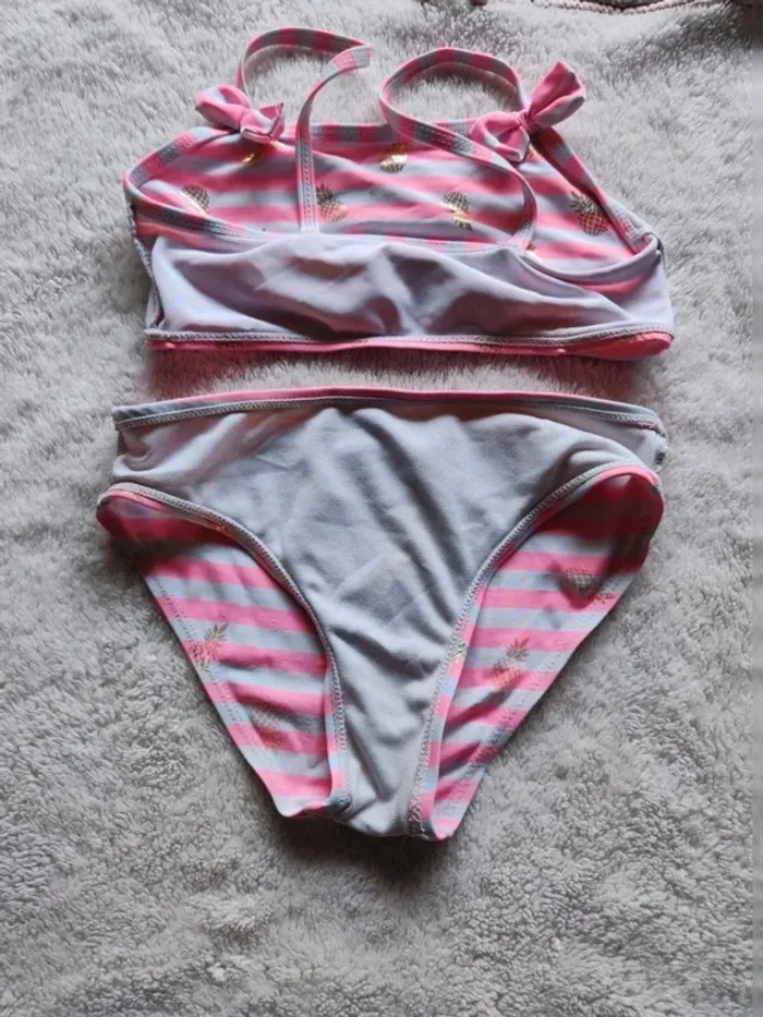 Maillot de bain 2 pièces rose blanc ananas doré Primark 5/6 ans - photo numéro 9