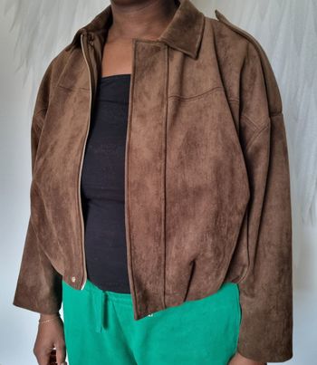 Zara Veste Bomber Effet Daim Marron Foncé