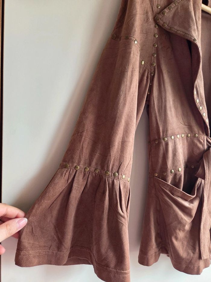 Gilet marron style suédine à clous - cherry design t2 (m) - photo numéro 3