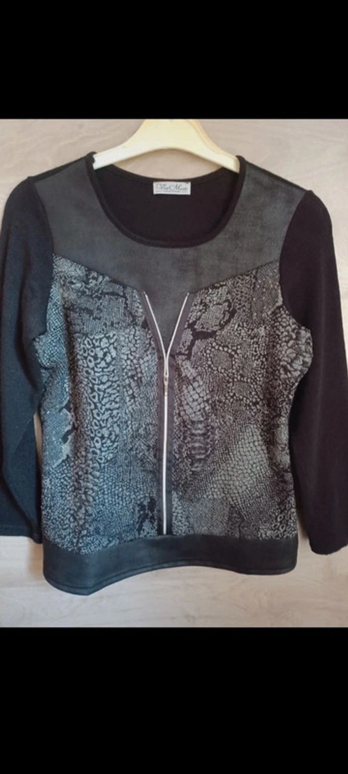 Tee shirt manches longues, Tirette decorative Taille 38/40 via mode - photo numéro 2