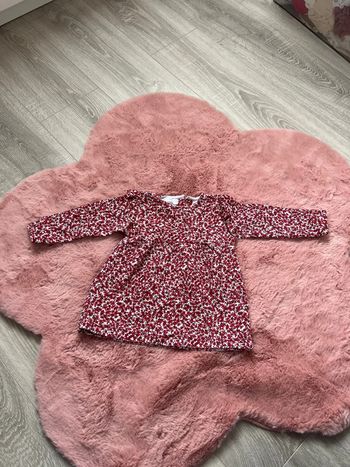 Robe épaisse fleuri rouge bébé fille 6-9 mois