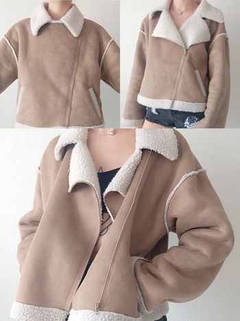 Veste perfecto daim fourrure beige faux-sherpa / Cider - 42/XL
