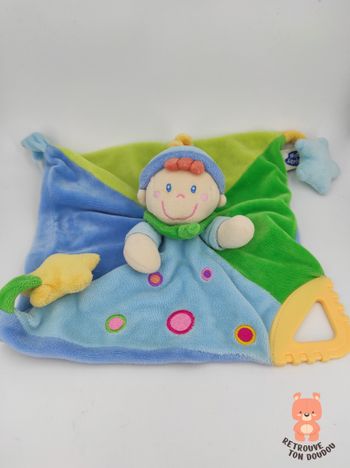 Doudou plat garçon lutin bleu Mots d'Enfants