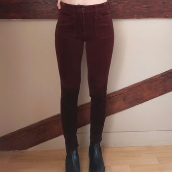 Pantalon velours ras marron Anthropologie