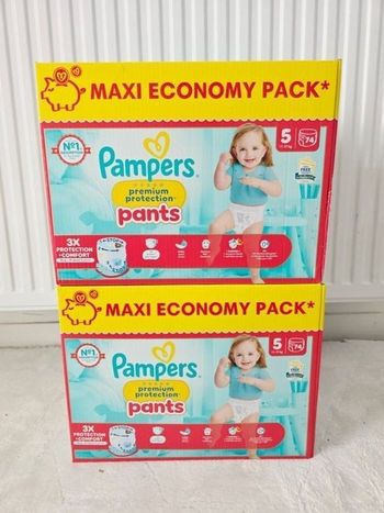 2× Couches Pampers Premium Pants Taille 5 MAXI PACK ×148