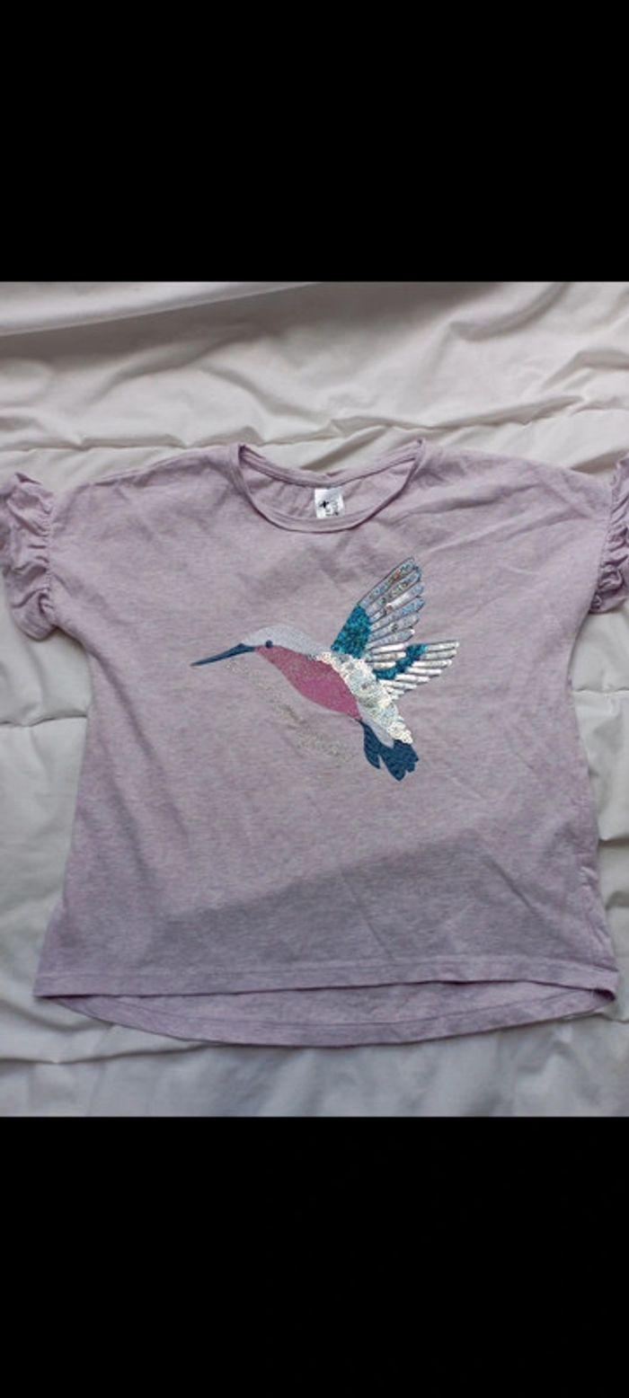 Tee shirt Lila manches courtes avec beabs 134/140 cm palomino neuf 5€
