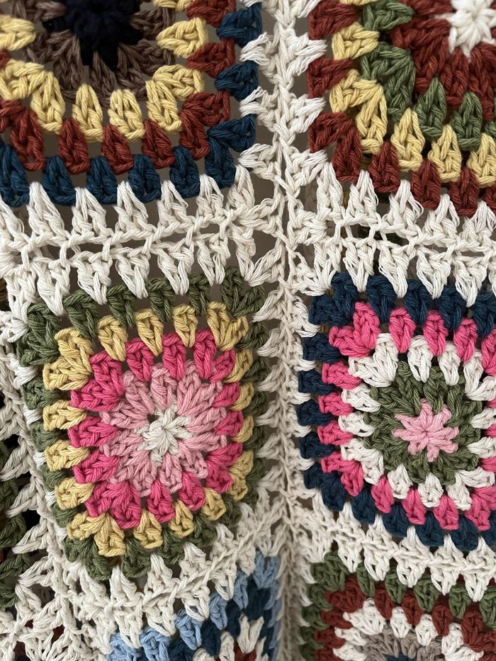 gilet au crochet granny square, veste bohème, cardigan au crochet - photo numéro 6