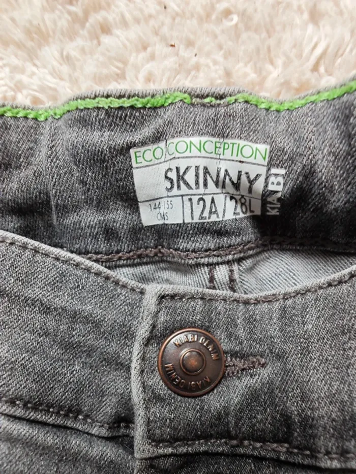 Jeans skinny gris garçon 12 ans - photo numéro 2