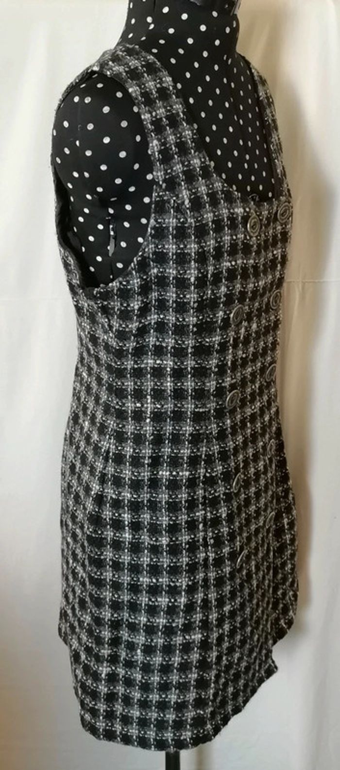 Robe carreaux noir et blanc bouton métal taille 42 Promod - photo numéro 3