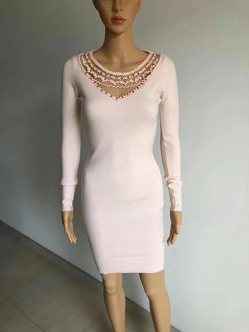 Robe pull moulante rose claire neuve à manches longues taille unique