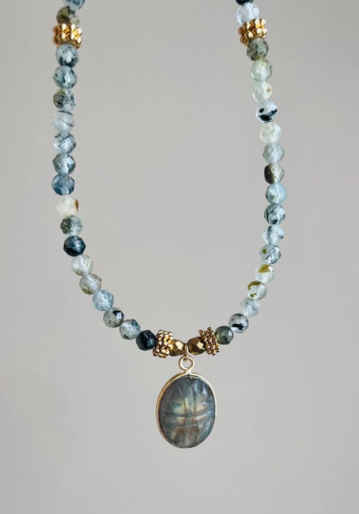 Collier talisman scarabée Labradorite et Préhnite - photo numéro 8