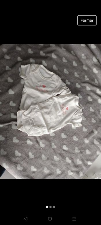 Lot 2 bodies manche courte 1 mois