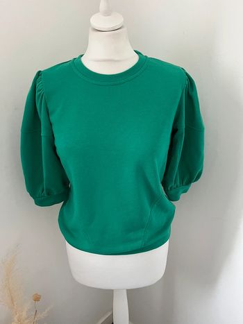 Sweat vert manches bouffantes camaïeu S