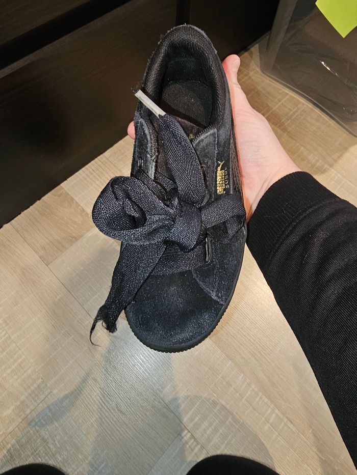 🖤 baskets puma suede noir enfant taille 31 lacets ruban sneakers junior fille garcon streetwear 🖤 - photo numéro 5