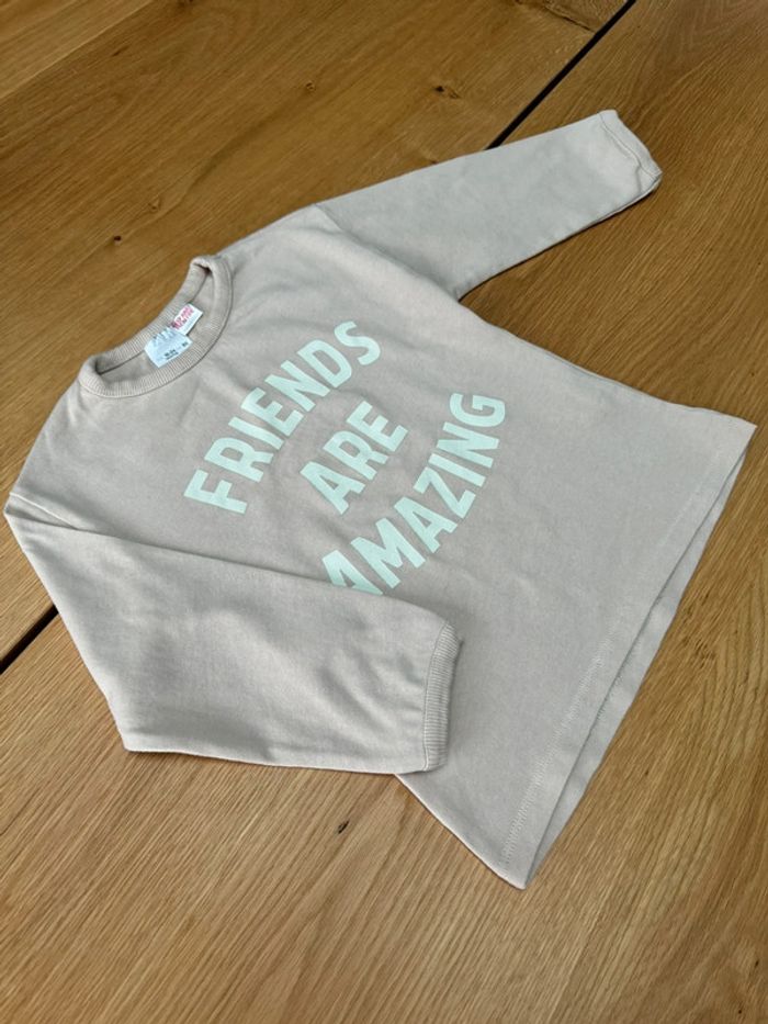 Teeshirt ML rose pâle coton épais, inscription friends are amazing - Taille 3 Ans - photo numéro 3