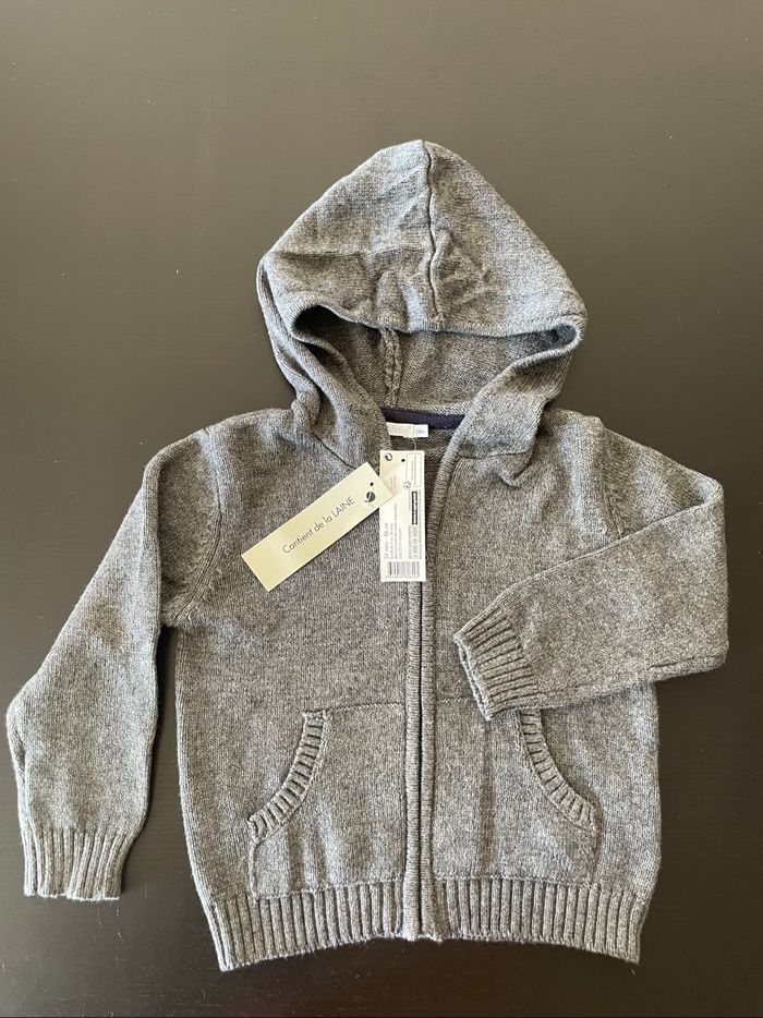 Gilet à capuche neuf coton laine 86 cm - photo numéro 2