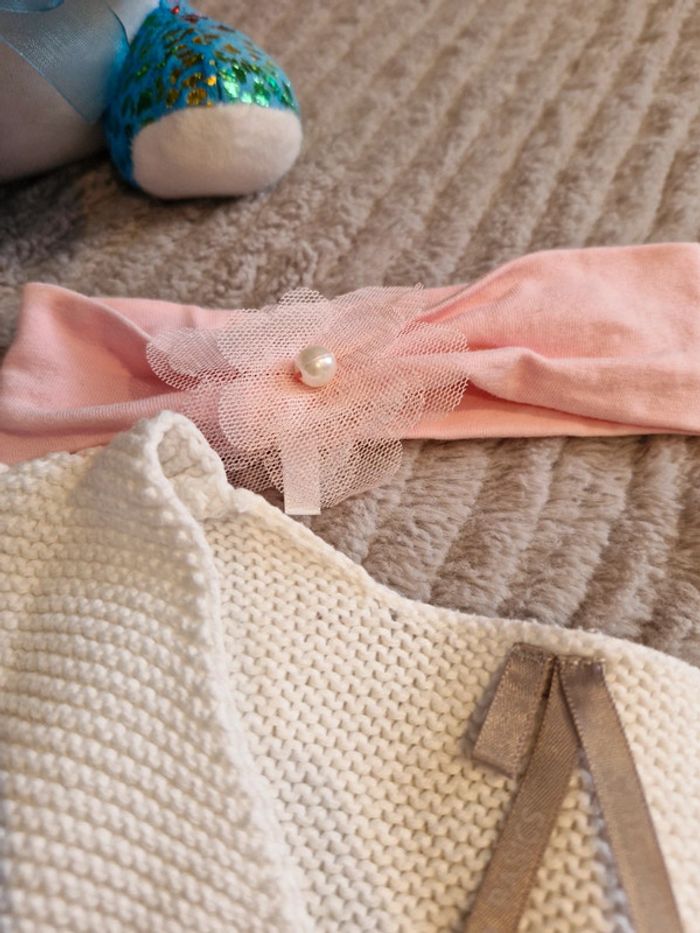 Gilet blanc et bandeau rose Orchestra 6 mois - photo numéro 5