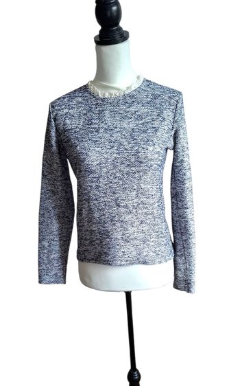 Pull chiné bleu marine et blanc T.38 Naf Naf