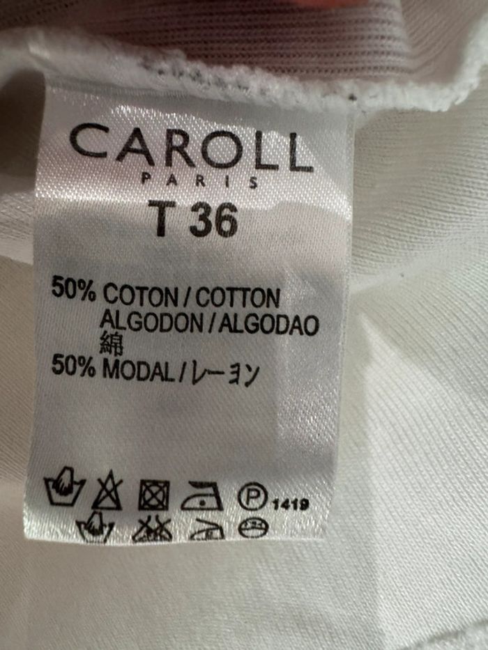 Caroll t-shirt blanc manches longues strass - photo numéro 6