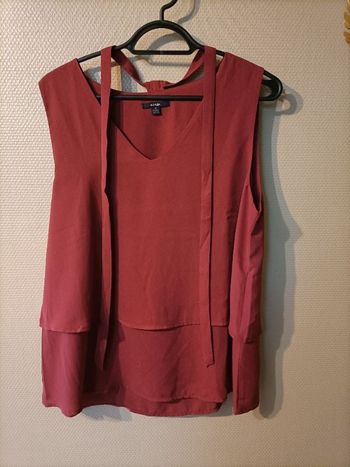 Débardeur bordeaux doublé voile avec lacet à nouer noeud